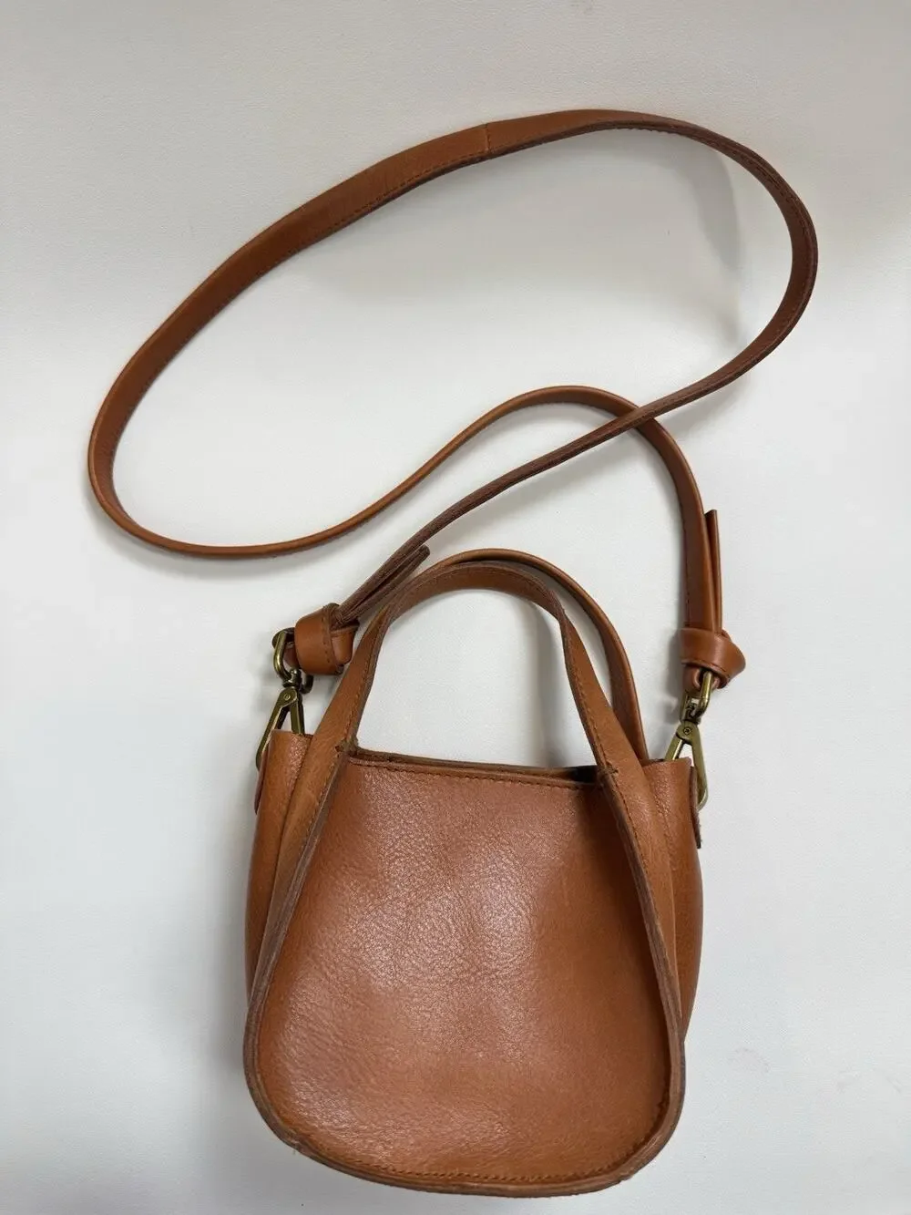 Madewell Sydney Crossbody Bag Burnished Caramel Leather Micro